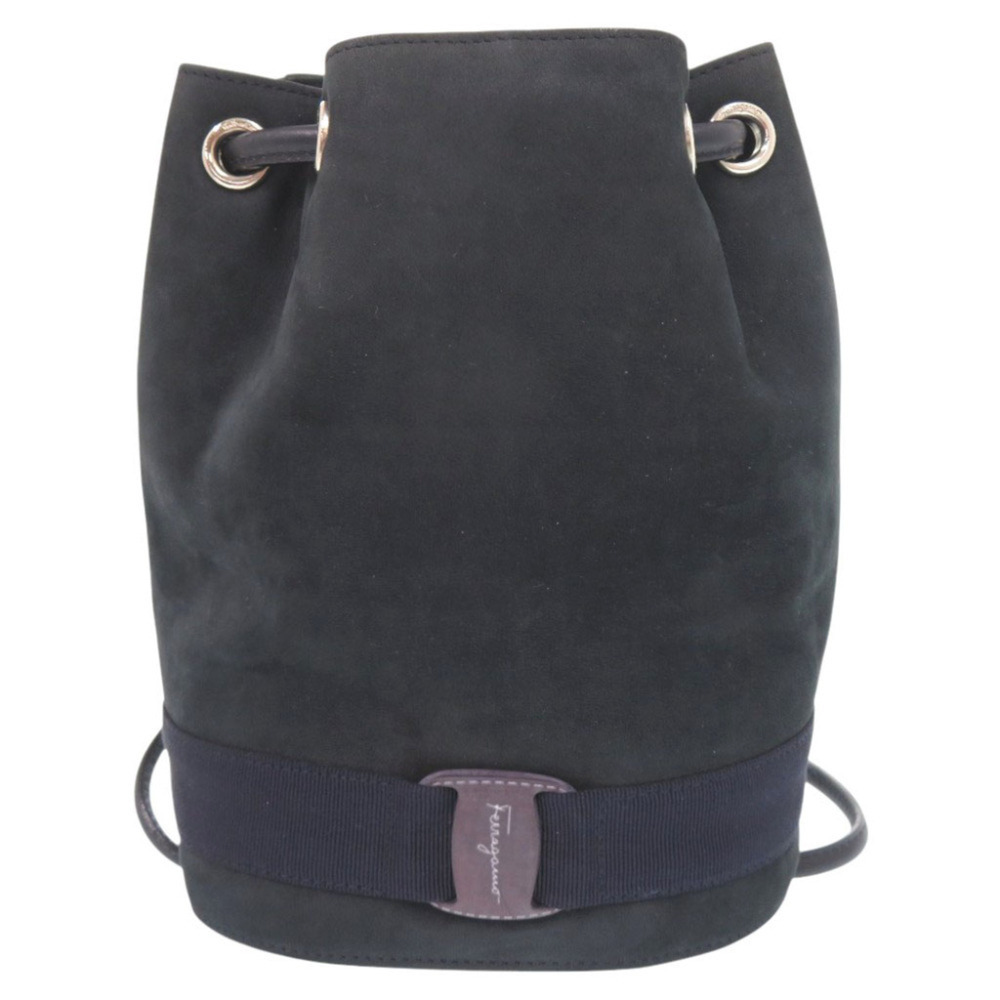 Salvatore Ferragamo Vara Suede Navy 2-Way Backpack Shoulder Bag 0673